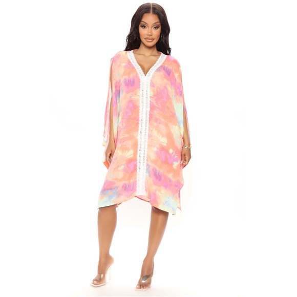 TiniBikini Other - 🆕️🆑️ TiniBikini Island Look Coverup Kaftan Crochet White Lace Trim Breathable